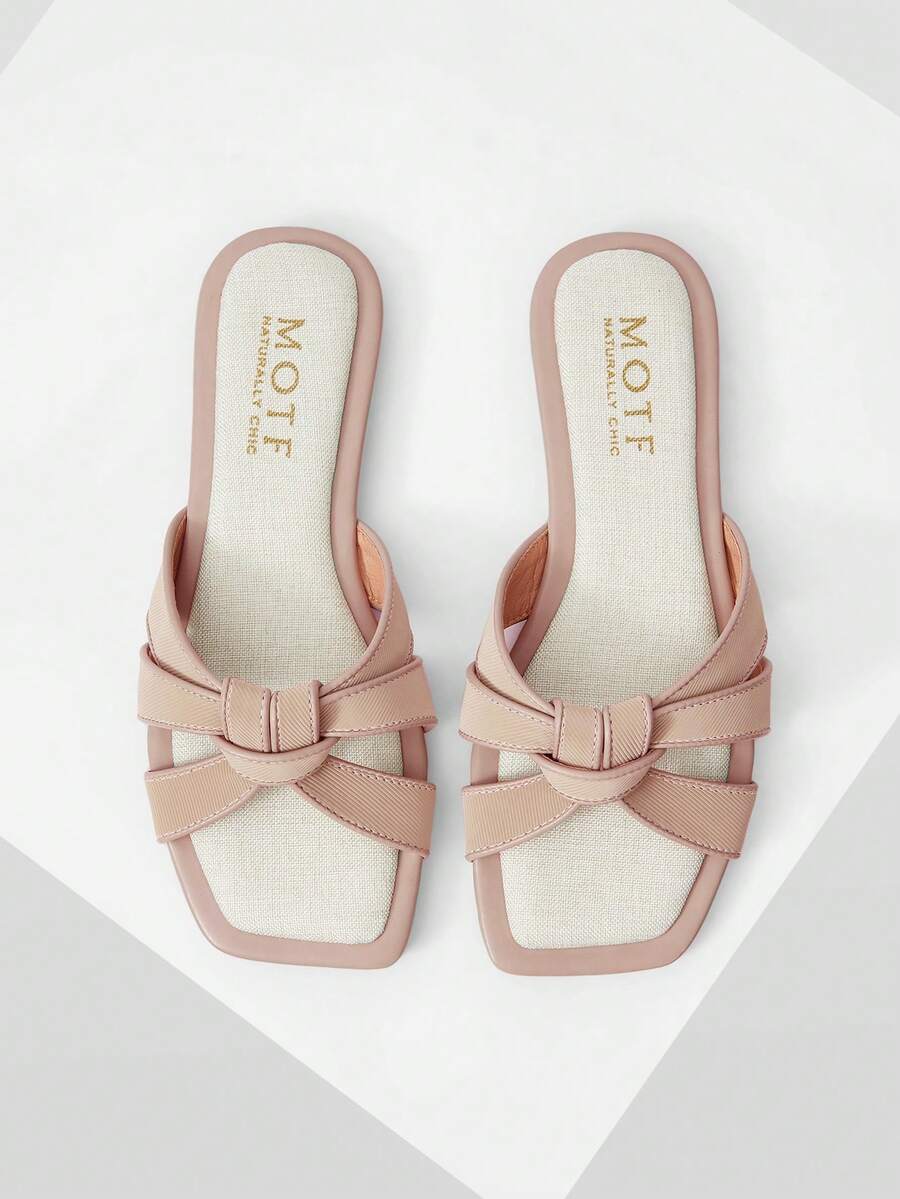 MOTF PREMIUM GIÀY SANDAL BẰNG MŨI VUÔNG THOẢI MÁI TỐI GIẢN DÀNH CHO NỮ - Màu be - Xem 1