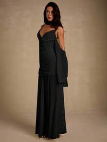 Glamine 女式露肩不对称下摆连衣裙 - 黑色 - 查看 3