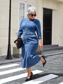 EMERY ROSE Große Größen Lässig Urlaubs Vintage Waschkleid