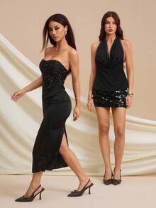 SHEIN Tall 性感垂坠领露背铆钉吊带上衣