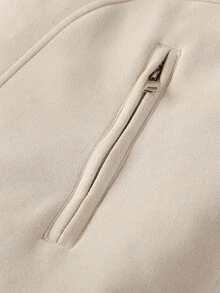 Manfinity Homme Men's Long Sleeve Casual Warm Thermal Lined Zip-Up Thermal Lined Jacket, Autumn/Winter Cream Men Thermal Lined Jacket For Men Outerwear - Khaki - View 4