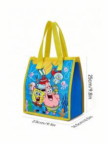 SpongeBob SquarePants | SHEIN 1pc Cartoon Character Printed Insulated Lunch Bag, Keeps Food Warm Or Cold, Large Capacity Picnic Bag Fits Lunch Box & Drink, Suitable For Picnic, Camping, Travel, Home Use, Family & Student