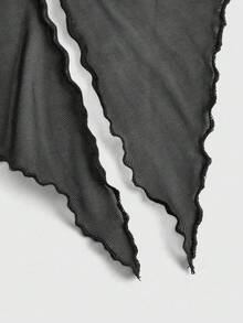 ROMWE Goth Y2K Modern Chest Side Ruched Detachable Mesh Women Tube Top - Black - View 4