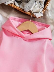 SHEIN 女童抓绒卫衣 - 黑色 - 粉色 - 查看 3