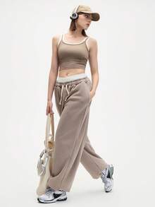 Eassivo Eassivo 撞色拼布褶饰短款运动背心 - 咖啡棕 - 查看 7