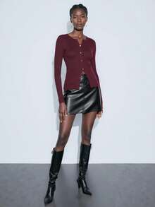 Maija Women's Solid Color Long Sleeve Single-Breasted Dual Pocket Knitted Cardigan, Autumn