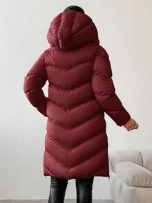EURMUSE Women's Casual Zip Up Hooded Coat, Versatile For Winter - Burgundy - View 2