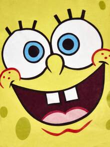 SpongeBob SquarePants | SHEIN 1pc Removable Pineapple Design Plush Throw Pillow & Blanket, Comfortable Flannel Material - Yellow - View 7