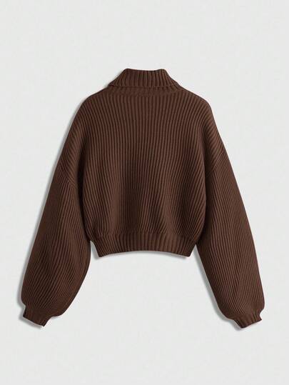 ROMWE Plus Size Turtleneck Pullover Sweater, Versatile For Autumn/Winter