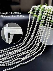 Kit com 2 Cordões de Pérolas Artificiais de Luxo (2m e 10m de Comprimento) | Guirlanda de Pérolas Artificiais, Corrente de Pérolas Redondas para Arco de Casamento, Painel de Fundo, Cortina, Chá de Panela, Festa de Aniversário e Decoração de Festas | Materiais para Artesanato DIY, Corte no Tamanho Ideal sem Desfiar, Reutilizável, Decoração Elegante para Casa | Atacado em Grande Quantidade, Qualidade Premium