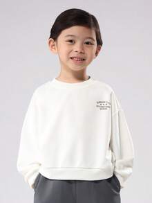 SUMWON 儿童汽车印花卫衣经典国际车库设计长袖圆领休闲套头衫冬季日常穿着舒适街头风格 - 白色 - 查看 2