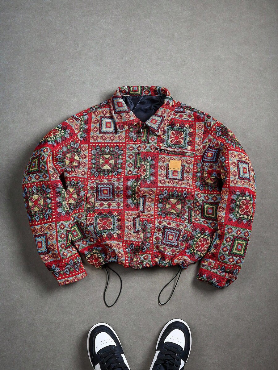 PAVTROS Fashionable Jacquard Woven Men's Jacket, Fall - Red - View 1