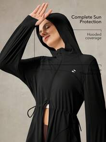 OutZeal 女士防紫外线UPF50+速干抽绳腰长款防晒外套日常休闲