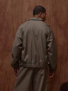 Musero Boxy Smart Style Premium Bomber Zip Through Hidden Placket Jacket Elasticated Hem Waistline Fall/Autumn Winter - Army Green - View 2