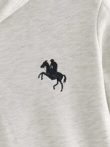 Manfinity NXTstreet 男士骑士刺绣半拉链连帽衫和运动裤休闲运动服套装，秋季服装，冬季服装 - 灰色 - 查看 3