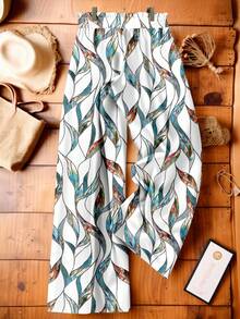 EMERY ROSE Ngày Nhà giáo, Halloween, Lễ hội âm nhạc, Quần áo nữ cỡ lớn, Quần áo công sở nữ thường ngày xuân hè mới, Đồ đi biển, Thời trang ngày lễ tình nhân, Đi làm thời trang, Quần ống rộng họa tiết hoa và cành cây trừu tượng cổ điển thanh lịch có túi, Mùa tựu trường - Màu xanh ngọc - Xem 2