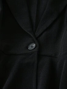 Franclia Women's Solid Color Lapel NeckPuff Sleeve Ruffle Hem Elegant Blazer Jacket, Autumn - Black - View 5