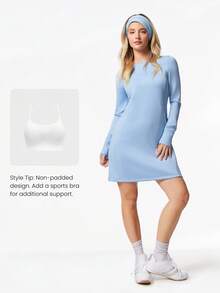 GLOWMODE Modal Midi Dress Side Invisible Pockets Built-In Thumbnail Casual Daily - Baby Blue - View 6