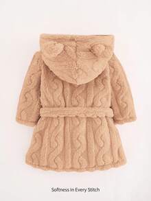 Cozy Pixies Accappatoio in pile con cappuccio e orecchie da orsetto, maniche lunghe, con cintura, per bambine, spesso