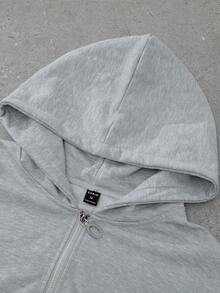 Manfinity Roghcode Conjunto de sudadera con capucha para hombre, sudadera y pantalón de chándal a juego, diseño deshilachado, conjunto gris jaspeado, sudadera corta, cintura elástica, atuendo casual para ir al trabajo o a la escuela, excelente regalo para amigos en otoño/invierno - Gris - Ver 7