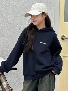 Dazy Kids 女童连帽印花保暖衬里运动衫，秋季