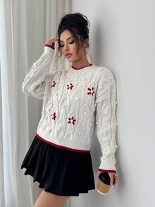 Elenzga Suéter de cuello redondo de manga larga y uso versátil para mujer