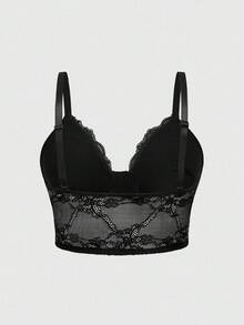 ROMWE Avant 加大码前扣蕾丝加厚无钢圈文胸 - 黑色 - 查看 2