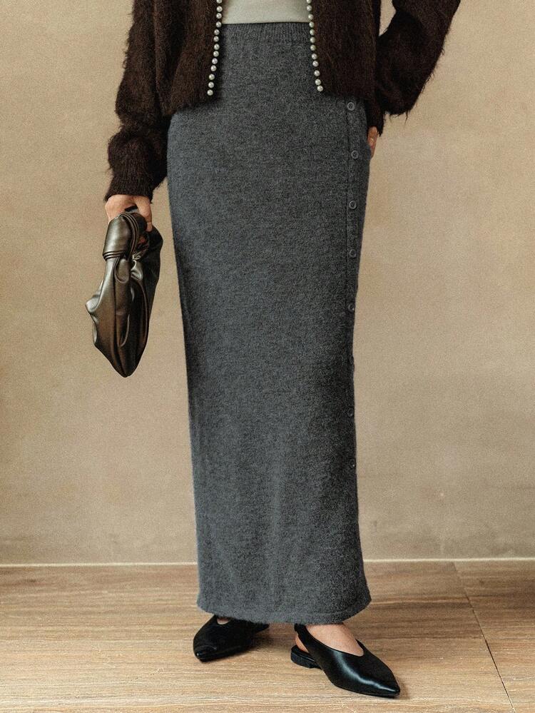 Women's Loose Casual Elegant Straight Skirt, Autumn/Winter Business Casual Woman