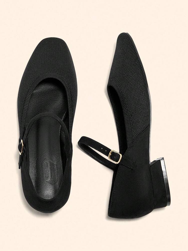 CUCCOO BASICS Bailarinas de estilo Mary Jane negras para mujer, con punta cuadrada, adecuadas para ir al trabajo, vacaciones, citas, compras y otras ocasiones