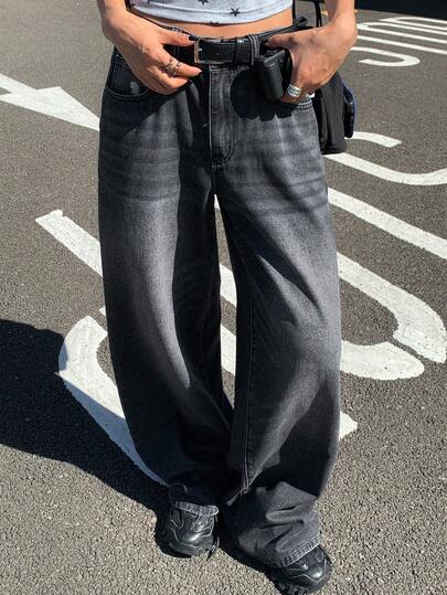 DAZY 女士低腰休闲直筒宽松牛仔裤 Y2k