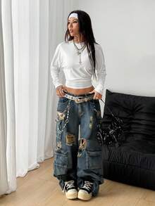 Coolane Damskie jesienne, minimalistyczne, codzienne ubrania w stylu Y2K, casualowe, z powrotem do szkoły, rozciągliwe, białe, luźne, marszczone, skrócone koszulki z długim rękawem