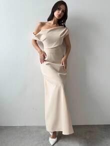 Firerie Váy maxi màu mơ dịu dàng dành cho nữ, váy xòe cổ xếp ly thanh lịch, váy maxi cổ lệch không tay, phù hợp cho mùa xuân, mùa hè, mùa thu, mùa đông, trang phục đi biển, phong cách sân bay, trang phục nghỉ dưỡng, thanh lịch, đi làm, gợi cảm, mùa cưới, lễ tốt nghiệp, tiệc tốt nghiệp, trang phục biểu diễn, hòa nhạc, trang phục công sở, trở lại trường, trang phục nghỉ dưỡng dành cho nữ, váy sinh nhật dành cho nữ, trang phục giáo viên nữ - Màu be - Xem 9