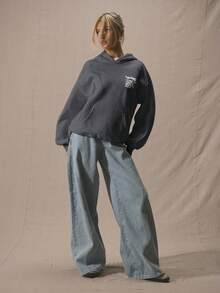 MUSERA Sudadera con capucha de corte holgado y relajado con estampado gráfico "Primavera" para primavera y verano, casual, ideal para vacaciones, vuelta al colegio, primavera y Pascua - Gris Oscuro - Ver 4