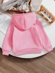 SHEIN 女童抓绒卫衣 - 黑色 - 粉色 - 查看 2