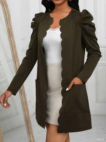 EMERY ROSE 女式休闲纯色长袖轻便夹克 - 軍綠色 - 查看 6