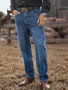 Manfinity Nomadique 男士复古西部牛仔风格宽松直筒牛仔裤