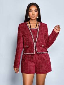 SOLERSUN Fall Women Clothes Fall Two Pieces Women's Suit Winter Women Clothes Homecoming Thanksgiving Women Outfit Back To School Clothes - Red - View 4