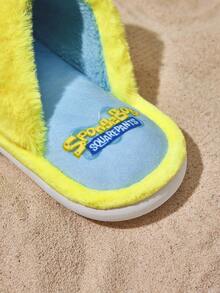 SpongeBob SquarePants | SHEIN Dép đi trong nhà chống trượt họa tiết hoạt hình thêu dễ thương thời trang cho nữ, chất liệu vải mềm mại, ấm áp, đế bền, phù hợp cho phòng ngủ, phòng máy lạnh, mùa xuân, thu, dành cho cả nam và nữ - Màu vàng - Xem 8