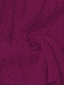 GlowEve CURVE 大码女式休闲修身圆领长袖麻花针织套头衫，秋冬 - 中紫紅色 - 查看 5