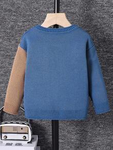 SHEIN Young Boy Cartoon Bear Round Neck Long Sleeve Casual Sweater, Autumn Fall Winter - Multicolor - View 3