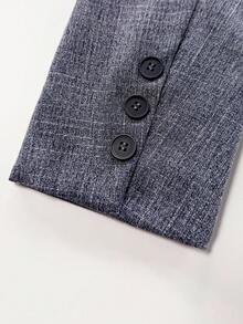 Manfinity Mode Men's Fashion Single-Breasted Lapel NeckSuit & Pants Set - Navy Blue - View 6