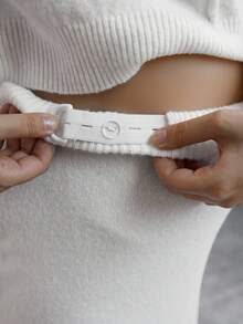 SHEIN Conjunto de suéter y falda de punto de unicolor elegante para embarazadas para ir al trabajo - Blanco - Ver 4