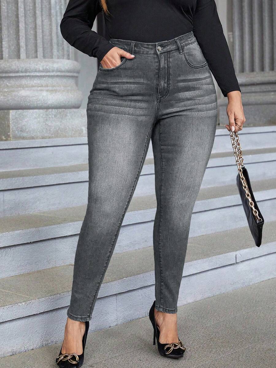 EMERY ROSE Jeans pitillo con bolsillos de talla grande