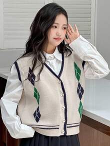 DAZY Tween Girls Knitted Sweater Vest - Apricot - View 2