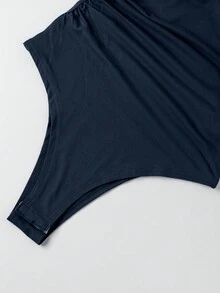 Selianne 女式纯色立领长袖褶皱休闲紧身衣 - 彩色 - 查看 5