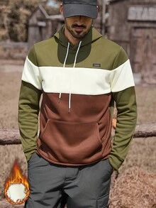 Manfinity Nomadique Men's Casual Loose Fit Long Sleeve Hoodie With Pockets, Thermal Lined, Fall Winter
