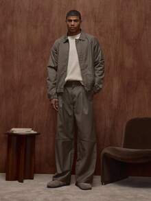 Musero 双褶高级修身长裤，纽扣门襟，腰带环设计，秋冬/春夏款 - 軍綠色 - 查看 5