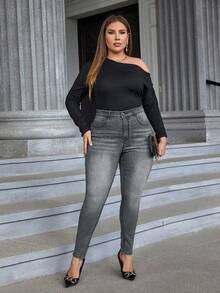 EMERY ROSE Jeans pitillo con bolsillos de talla grande