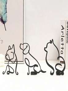 3pcs Dog Abstract Line Minimalist Wall Art Metal Sculpture Art Creative Ornaments Exquisite Home Office Desk Decoration Living Room Wall Decoration Best Gifts Birthday Graduation - Small Ornaments - View 19