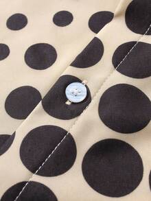 Manfinity AFTRDRK Men's Polka Dot Print Single-Breasted Casual Long Sleeve Shirt Mens Geometric Print Shirt Men Polka Dot Shirt Men Dot Shirt Geometric Print Men Shirt Polka Dot Shirt Men, Fall - Khaki - View 6